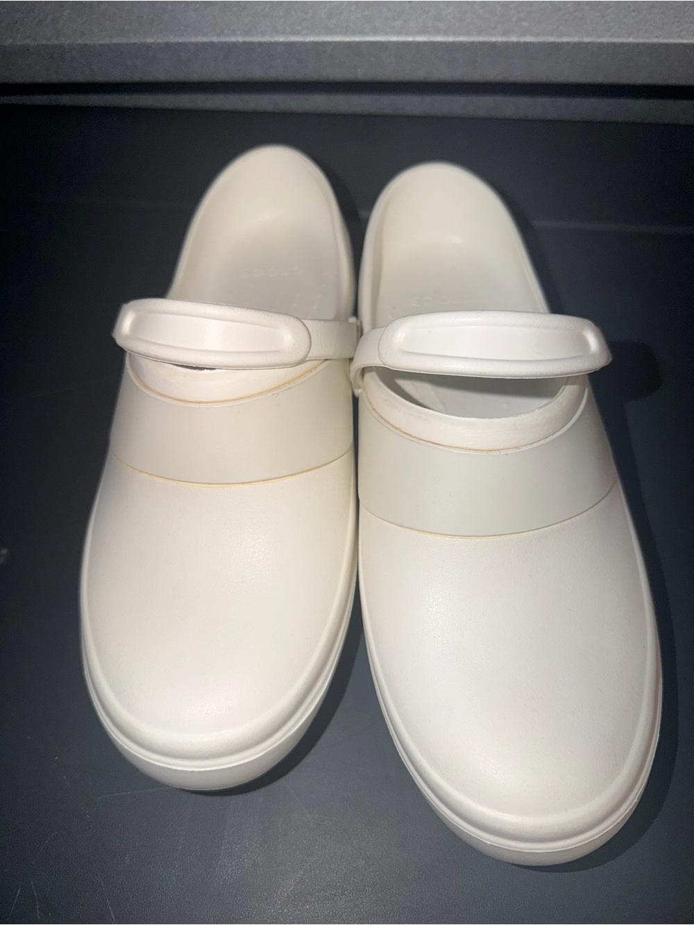 CROCS Womens White Mary Jane Slip-On Clogs